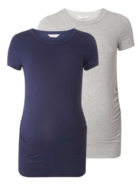 **Maternity Grey And Navy Round Neck Tops